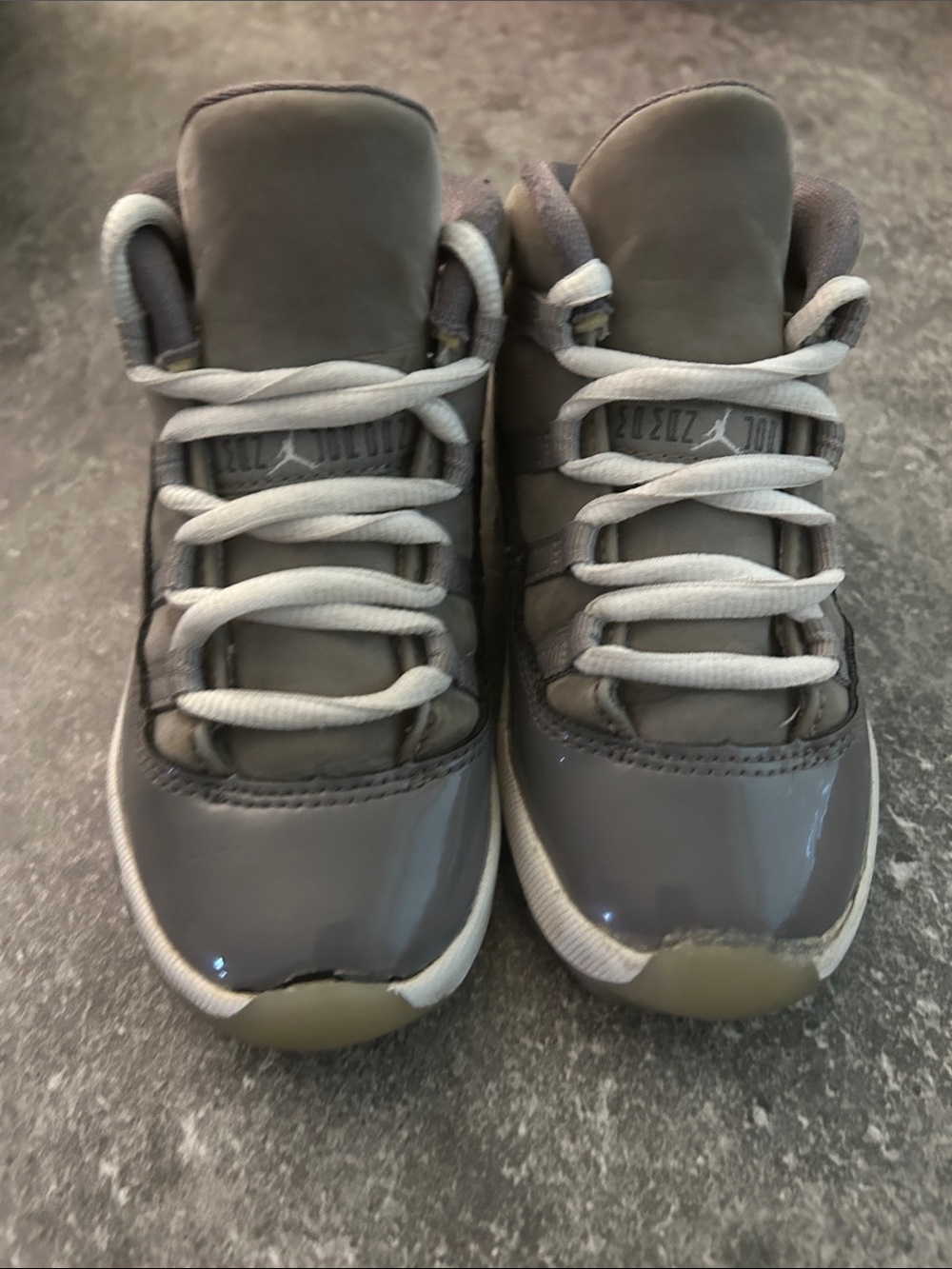 Jordan Kids Grey Patent Leather & Fabric Sneakers